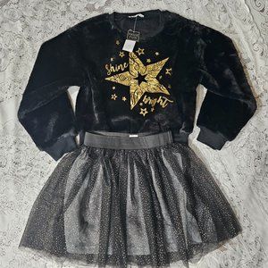 NWT Beautees‎ size M Black 2piece Top & skort